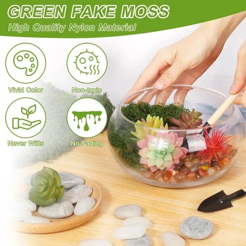 Miniatura 2 de Jollidecor Musgo falso para manualidades, musgo artificial de 14.1 onzas para plantas, decoración de interiores, verde claro y verde oscuro, musgo
