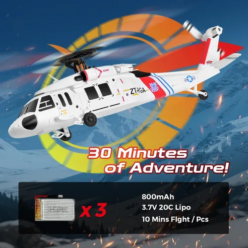 Miniatura 3 de CKYSCHN UH60L Black Hawk Helicóptero RC sin escobillas 4CH, WLtoys K270 Helicóptero de control remoto con posicionamiento de flujo óptico