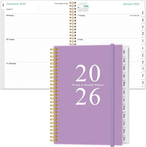 Miniatura 18 de Agenda de bolsillo/calendario 2026 - Agenda 2026 de enero de 2026 a diciembre de 2026, agenda 2026 con 12 pestañas, encuadernación de doble alambre