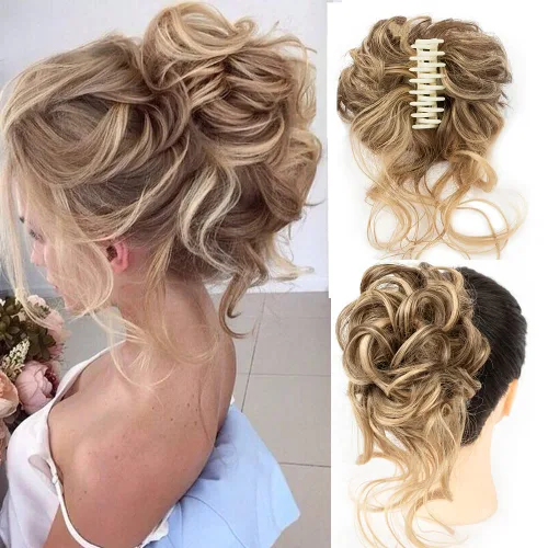 Miniatura 21 de Extensiones de cabello con moño desordenado, superlargas, estilo recogido, recogido, con banda elástica, para mujeres y niñas (12H24)