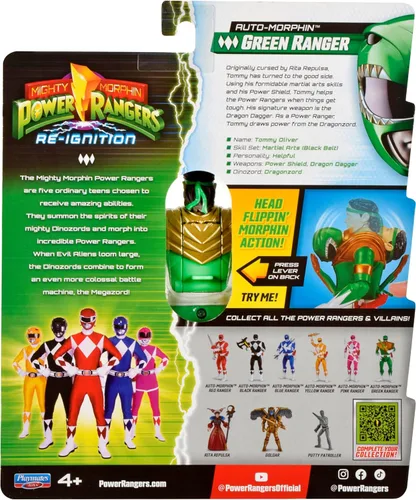 Miniatura 7 de Power Rangers Re-Ignition - Figura de acción de 6 pulgadas Auto Morphin, Green Ranger