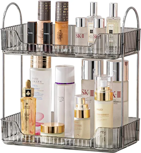 Miniatura 19 de Akinbas Organizador de baño de 3 niveles, bandeja de perfume de maquillaje, organizador de cuidado de la piel para tocador de baño (dorado)