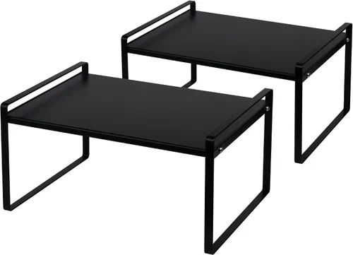 Miniatura 13 de Nxconsu Paquete de 2 estantes apilables para gabinete, organizador elevador para armario de cocina, despensa, encimera, organización del hogar
