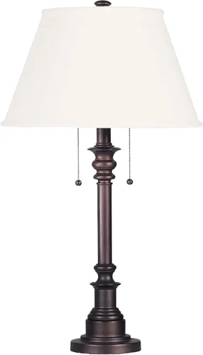 Kenroy Home 30437BRZ Lámpara de mesa Spyglass con acabado de bronce, estilo clásico, 30.5 pulgadas de altura, 17 pulgadas de ancho, 17 pulgadas de