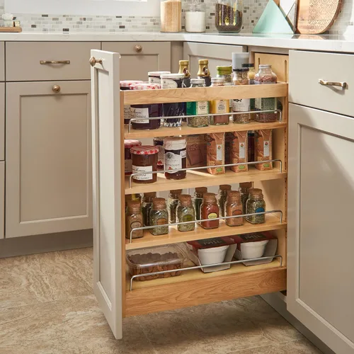 Miniatura 2 de Rev-A-Shelf Organizador de almacenamiento extraíble de 11" para gabinetes de cocina/baño con tiradores de cierre suave de extensión completa