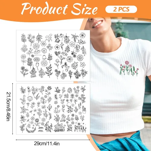Miniatura 2 de Estabilizador soluble en agua para patrones de flores, 122 patrones de bordado para pegar y coser, papel de bordado para pegar y coser