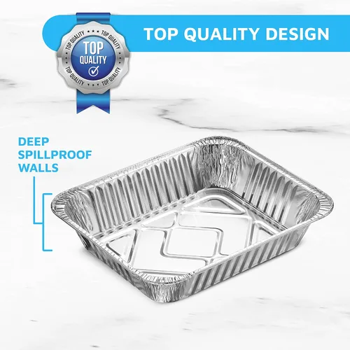 Miniatura 4 de MontoPack - Bandejas de aluminio con papel de aluminio tamaño medio para asar, juego de 10 unidades de 9x13 para cocinar, hornear y catering