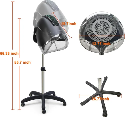 Miniatura 9 de Elitzia Ionic ET1717B - Secador de pelo profesional con capucha de 1000 W, máquina de secado de pelo estándar, versátil con 8 modos de Control