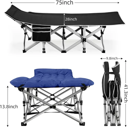Miniatura 5 de Fragess - Cunas plegables de camping para adultos, cuna de 28" extra amplia con colchón removible, carga máxima de 600LBS, cunas para dormir