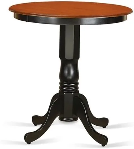 Miniatura 3 de East West Furniture EDQU3-BLK-W - Juego de mesa de comedor de 3 piezas de altura para encimera de cocina, contiene una mesa redonda de madera