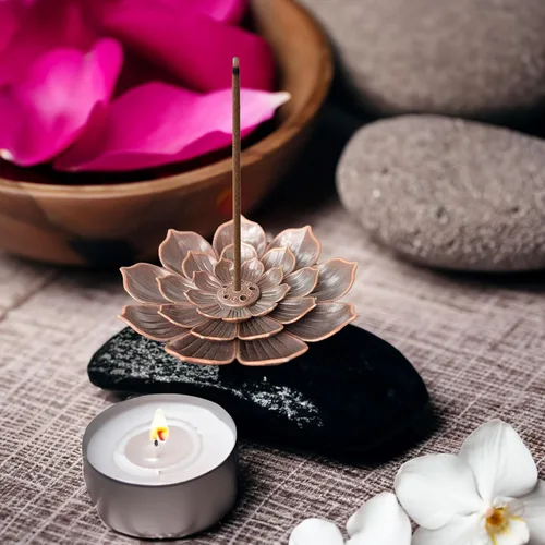 Miniatura 4 de Soporte de incienso para palos, quemador de incienso, recogedor de cenizas desmontable de loto para decoración del hogar, accesorios de fragancia