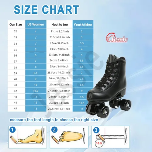 Miniatura 5 de Jessie - Patines de piel sintética ajustables de cuatro ruedas de alta calidad para mujeres, hombres, niños y niñas - Interior y exterior Rueda