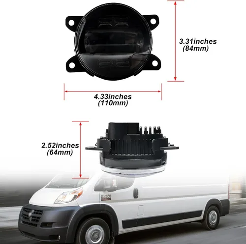 Miniatura 7 de Conjunto de lámpara antiniebla LED de repuesto para Ram Promaster 1500 2500 3500 2014-2023 Switchback ámbar blanco DRL Lámparas de conducción