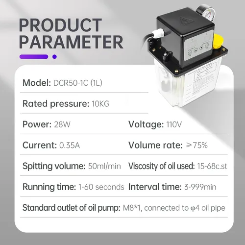 Miniatura 6 de RATTMMOTOR Bomba de aceite lubricante automática 110V 1L, bomba de lubricación electromagnética, control numérico digital, pantalla digital dual