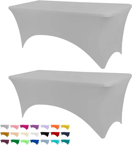 Miniatura 50 de BDDC - Fundas de mesa para mesas de 6 pies, manteles elásticos lavables y resistentes a las arrugas de color azul real de 6 pies para eventos