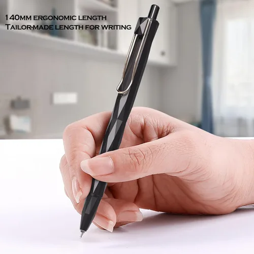 Miniatura 2 de DUNBONG Bolígrafos de gel retráctiles de 0.020 in, tinta negra, punta de aguja, diseño de superficie de corte en forma de diamante, caja de 6 Negro