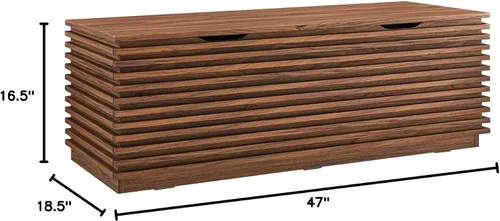 Miniatura 9 de Modway Render - Banco de almacenamiento de grano de madera de 47 pulgadas en nogal
