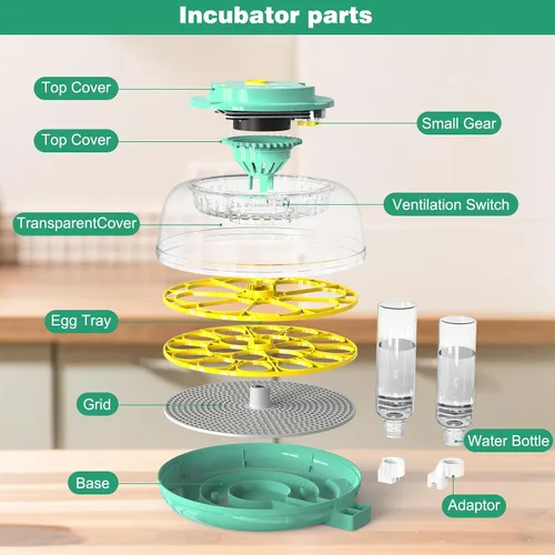 Miniatura 3 de Incubadora de 18 huevos con giro automático de huevos y control de humedad, incubadora de huevos de pollo, incubadora de vista grande para huevos