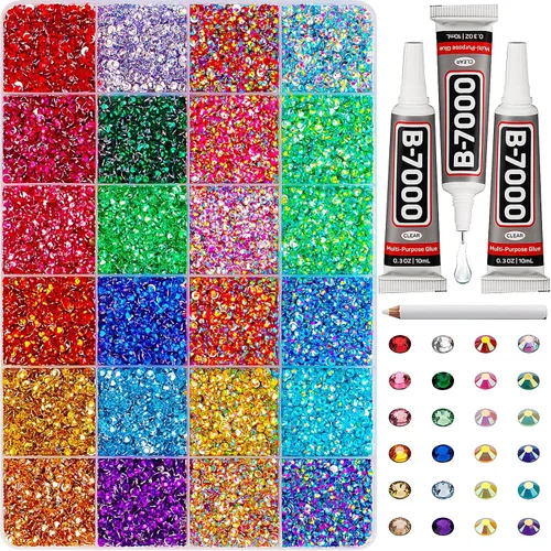 31000 piezas de diamantes de imitación para hacer brillar, kit de 3 mm de diamantes de imitación con parte trasera plana para manualidades, ropa,