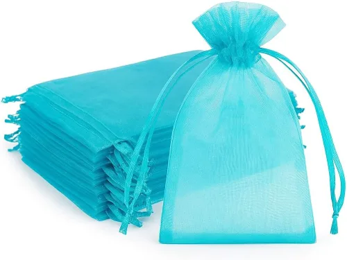 Miniatura 16 de 100 bolsas de organza transparentes con cordón para joyas, recuerdos de boda, suministros de fiesta, dulces, perfumes, cosméticos, eventos Amarillo