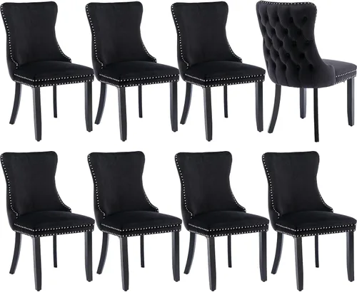 Miniatura 120 de Juego de 2 sillas de comedor modernas, sillas de comedor tapizadas acolchadas con patas de madera maciza, silla de cocina de tela de lino beige