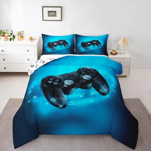 Miniatura 39 de Erosebridal Juego de Edredón para Adolescentes con Gamepad, Edredón Moderno para Gamers de Plumón Tamaño Twin para Niños Varones Niños Jóvenes