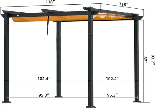 Miniatura 7 de Domi Pergola 10 x 10 pies, pérgolas retráctiles, pérgola con rejilla, pérgolas y cenadores, pérgolas al aire libre, pérgola independiente, toldo