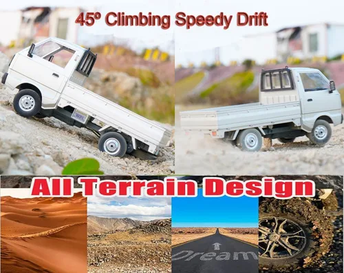 Miniatura 4 de WPL D12 Coche RC 1/10 RC Coche de Drift RTR Coche de Control Remoto, Camión Kei Crawler Todoterreno 2.4G con Acelerador Proporcional, Dirección