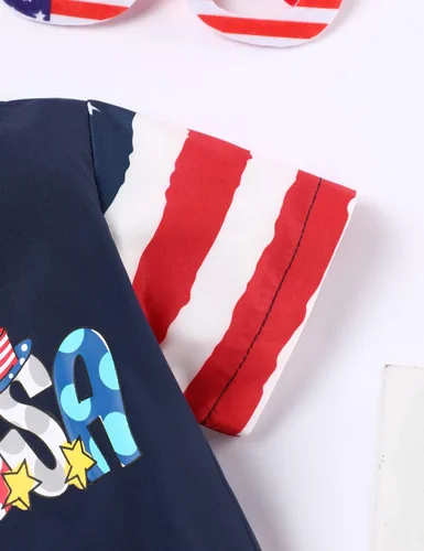 Miniatura 7 de Conjunto de ropa de verano para el 4 de julio, para el Día de la Independencia, camisa y pantalones cortos