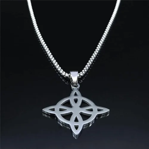 Miniatura 3 de Collar de geometría de nudo celta de bruja de acero inoxidable para hombresmujeres Wicca Collares de bruja Nudo de Bruja