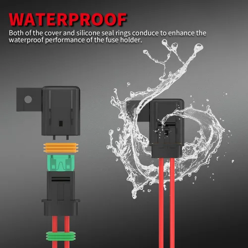 Miniatura 5 de DAIERTEK Portafusibles en línea 12V 12 AWG impermeable para fusible de cuchilla ATC/ATO con fusible en línea de 20 Amp 30 Amp 40 Amp, Portafusibles