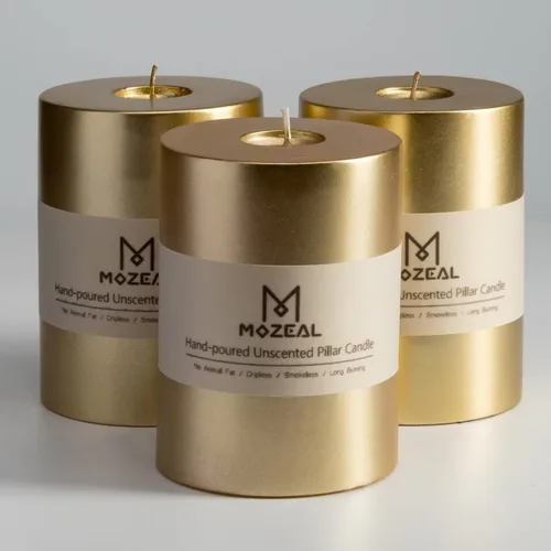 Miniatura 36 de MOZEAL Velas grandes sin perfume vertidas a mano de 3 x 8 pulgadas, sin humo, juego de 2, combustión lenta, sin goteo, aproximadamente 150 horas