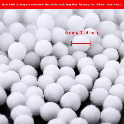 Miniatura 2 de Shappy - 2000 pompones de 0.236 in para manualidades, suministros para el trabajo y manualidades Blanco