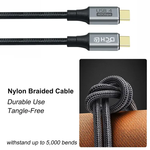 Miniatura 5 de DCHAV Cable USB 4 USB C a USB C 8K HD Display Video 40 Gbps Transferencia de datos 100W Cable de carga rápida USB4 tipo C a tipo C Cable trenzado