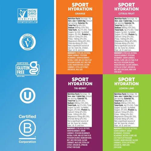 Miniatura 5 de Tabletas de electrolitos deportivas Nuun Sport con magnesio, calcio, potasio, cloruro y sodio, sin gluten y veganas, sabores mixtos, paquete de 4