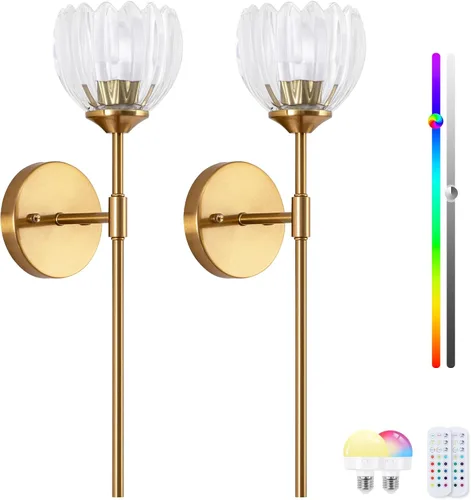 Miniatura 12 de Apliques de pared inalámbricos vintage que funcionan con pilas, luces de pared de latón antiguo con batería recargable, lámpara de pasillo de lujo