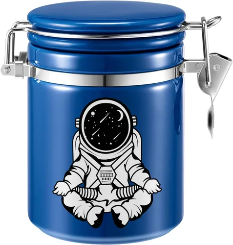 Astronaut Stash - Tarro hermético a prueba de olores (16.9 fl oz, 1 onza), espacio separado para paquete de humedad, bonita caja de almacenamiento,