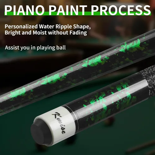 Miniatura 7 de Kmise Pool Cue Stick Set,4 Colors Canadian Maple Cue,Pool Sticks for Adults,Tacos de Billar 18 19 20 21oz for Beginner Verde (1 pieza)