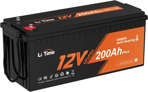 Litime 12V 200Ah Plus Batería de litio LiFePO4, autocalentamiento y baja temperatura, 2560Wh de energía, BMS de 200A incorporada, más de 4000 ciclos