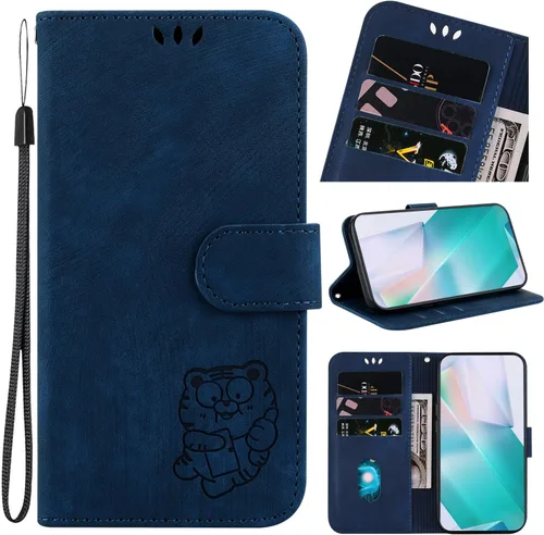 Miniatura 11 de Designed for Redmi k40 Pro Phone Case Wallet,PU Leather Flip Folio Cover with Credit Card Holders Little Cute Tiger Embossed Kickstand Wrist Strap