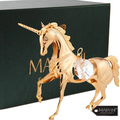 Miniatura 2 de Matashi Adorno de unicornio chapado en oro de 24 quilates, decoración para el hogar, oficina, regalo único para el día de la madre, día de San