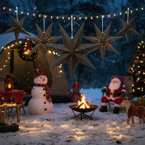 Miniatura 4 de 3 faroles de papel con estrellas de Navidad 3D colgantes de 20 pulgadas para Navidad, carnaval, boda, baile de graduación, decoraciones de fiesta