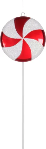 Vickerman Adorno navideño de piruleta de caramelo rojo y blanco de 17"