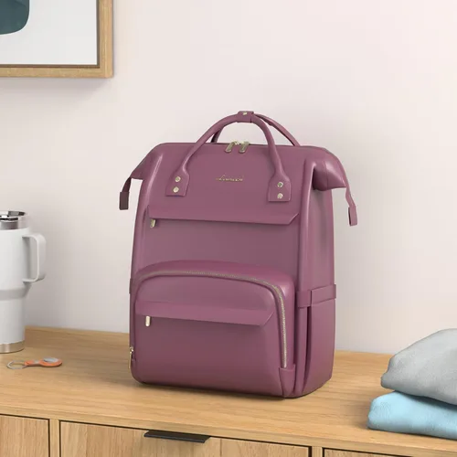 Miniatura 2 de LOVEVOOK - Mochila para laptop para mujer, mochila de moda para mujer.., Rojo vino, 15,6 pulg., Mochilas de viaje