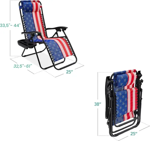 Miniatura 3 de Best Choice Products - Juego de 2 sillas reclinables y ajustables de malla y acero, sillas con sensación gravedad cero con cojines y bandejas