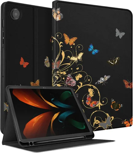 Miniatura 14 de Uppuppy Funda para Samsung Galaxy Tab A8 de 10.5 pulgadas para niños, niñas, folio para mujeres, diseño floral femenino, bonita, adolescente