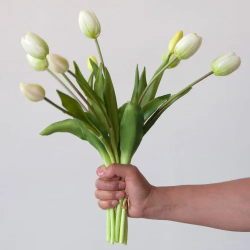 Miniatura 12 de 10 tulipanes artificiales de tacto real, tulipán de látex, tulipanes de plástico artificiales, ramo de flores falsas para mesa de comedor, hogar