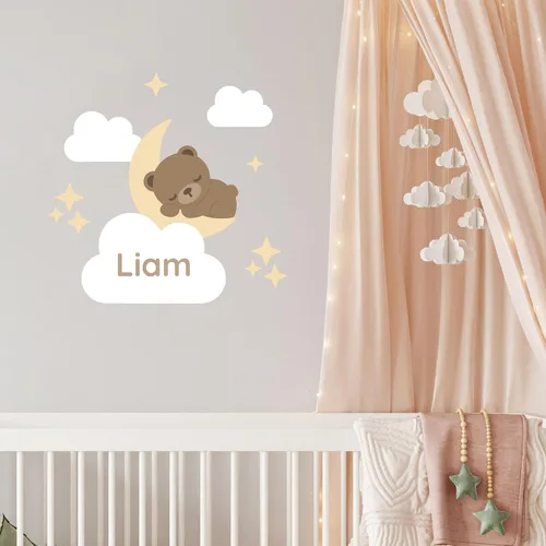 Miniatura 6 de Calcomanías de puerta personalizadas para habitación de niños, calcomanías de pared con nombre personalizado para decoración de habitación de bebés
