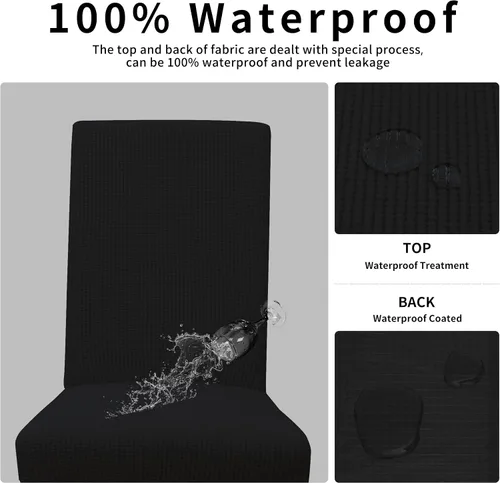 Miniatura 3 de Easy-Going - Juego de 2 fundas para sillas de comedor 100% impermeables, de tela Jacquard elástica, fundas protectoras removibles y lavables