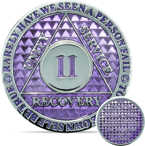 Miniatura 54 de Moneda de sobriedad de 10 años Chip AA Legacy Ficha de aniversario de recuperación de triplaca gruesa (Aqua)